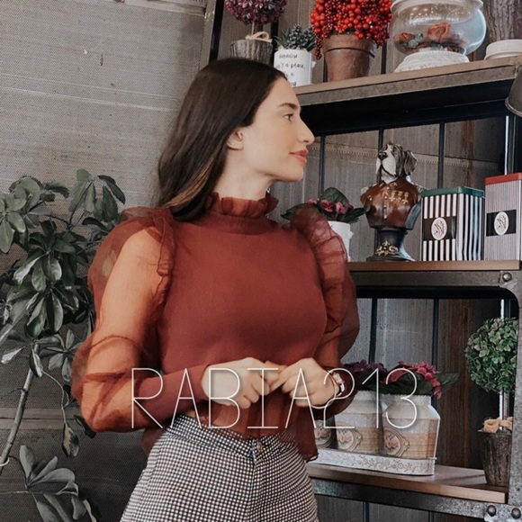 Zara contrast organza sweater Outlet